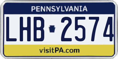 PA license plate LHB2574