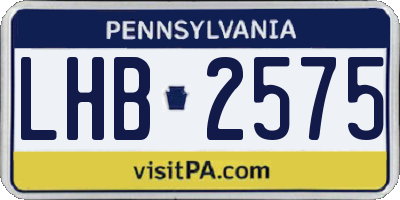 PA license plate LHB2575
