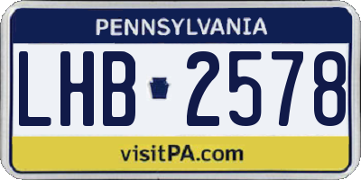 PA license plate LHB2578