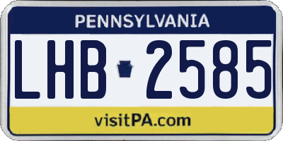PA license plate LHB2585