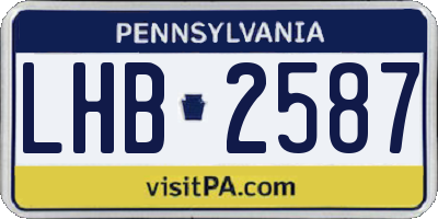 PA license plate LHB2587