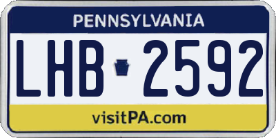PA license plate LHB2592