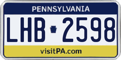 PA license plate LHB2598