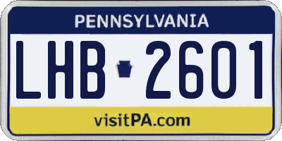 PA license plate LHB2601