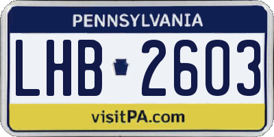 PA license plate LHB2603