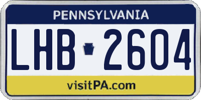 PA license plate LHB2604