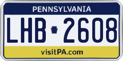 PA license plate LHB2608