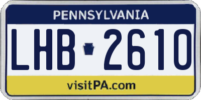 PA license plate LHB2610