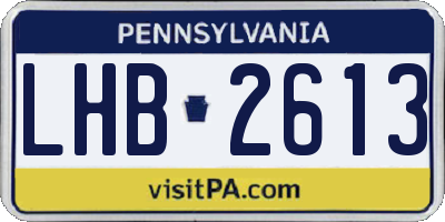PA license plate LHB2613