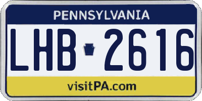 PA license plate LHB2616