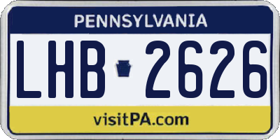 PA license plate LHB2626