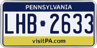 PA license plate LHB2633