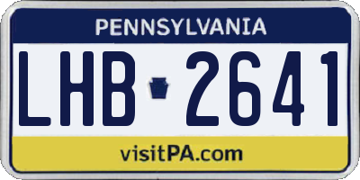 PA license plate LHB2641