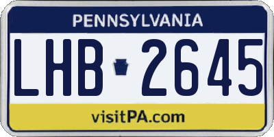 PA license plate LHB2645