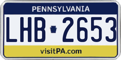 PA license plate LHB2653