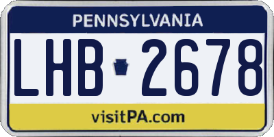 PA license plate LHB2678