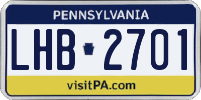 PA license plate LHB2701