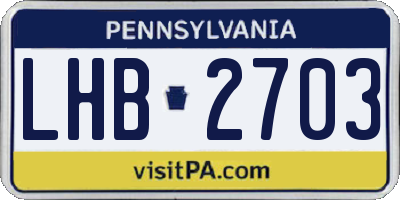 PA license plate LHB2703