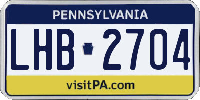 PA license plate LHB2704