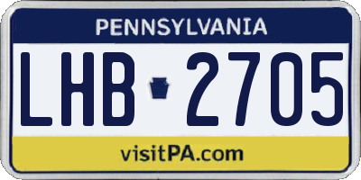 PA license plate LHB2705