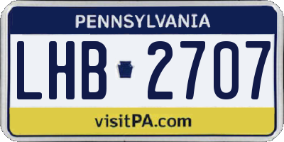 PA license plate LHB2707