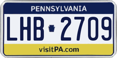 PA license plate LHB2709