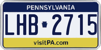 PA license plate LHB2715