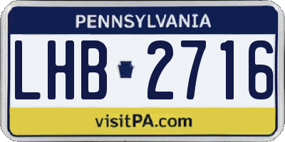 PA license plate LHB2716