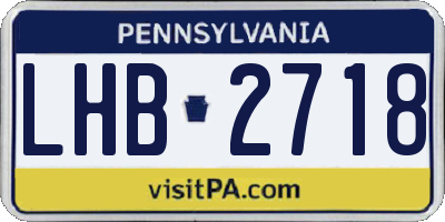 PA license plate LHB2718