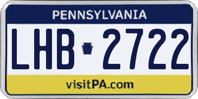 PA license plate LHB2722