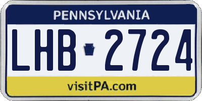 PA license plate LHB2724