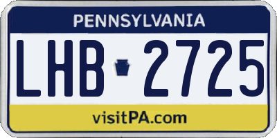 PA license plate LHB2725