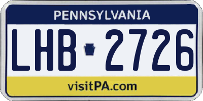 PA license plate LHB2726