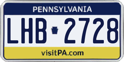 PA license plate LHB2728