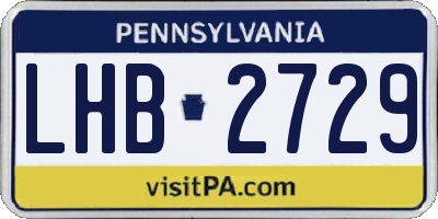 PA license plate LHB2729