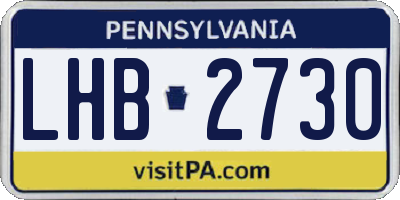 PA license plate LHB2730