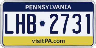 PA license plate LHB2731