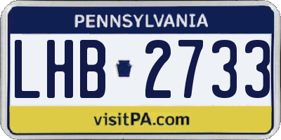 PA license plate LHB2733