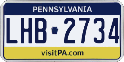 PA license plate LHB2734