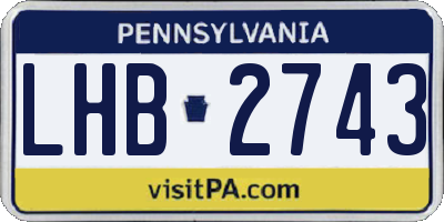 PA license plate LHB2743