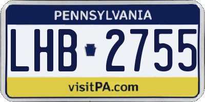 PA license plate LHB2755