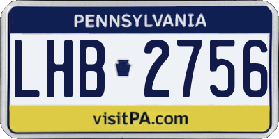 PA license plate LHB2756