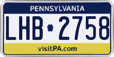 PA license plate LHB2758