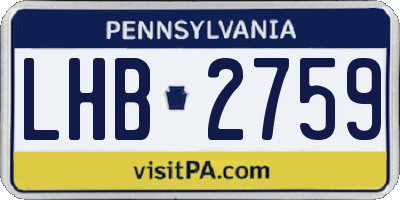 PA license plate LHB2759