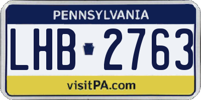PA license plate LHB2763