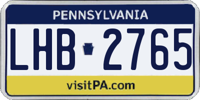 PA license plate LHB2765