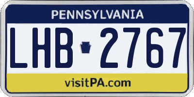 PA license plate LHB2767