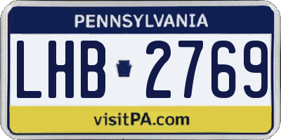 PA license plate LHB2769