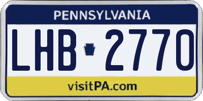 PA license plate LHB2770