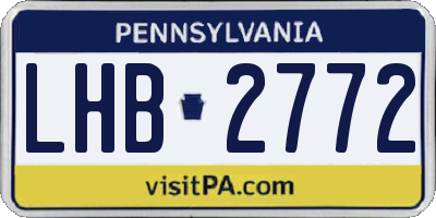 PA license plate LHB2772